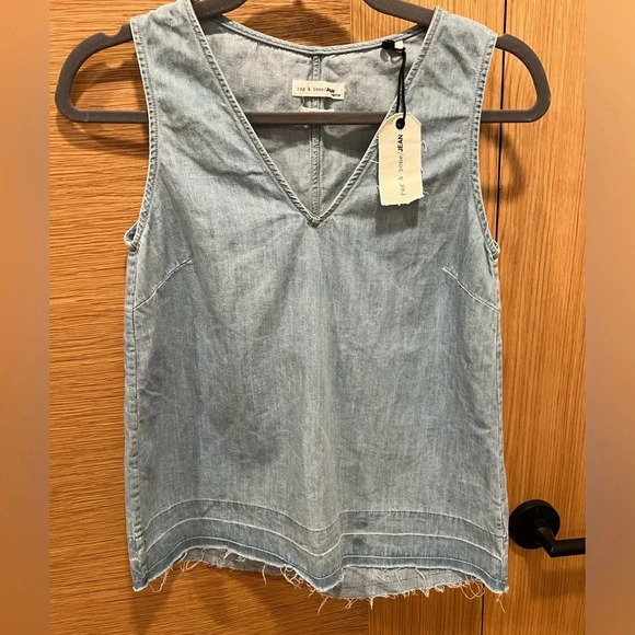 Rag & Bone - Denim Tank Top with Raw Hem XS NWT - Picture 1 of 3